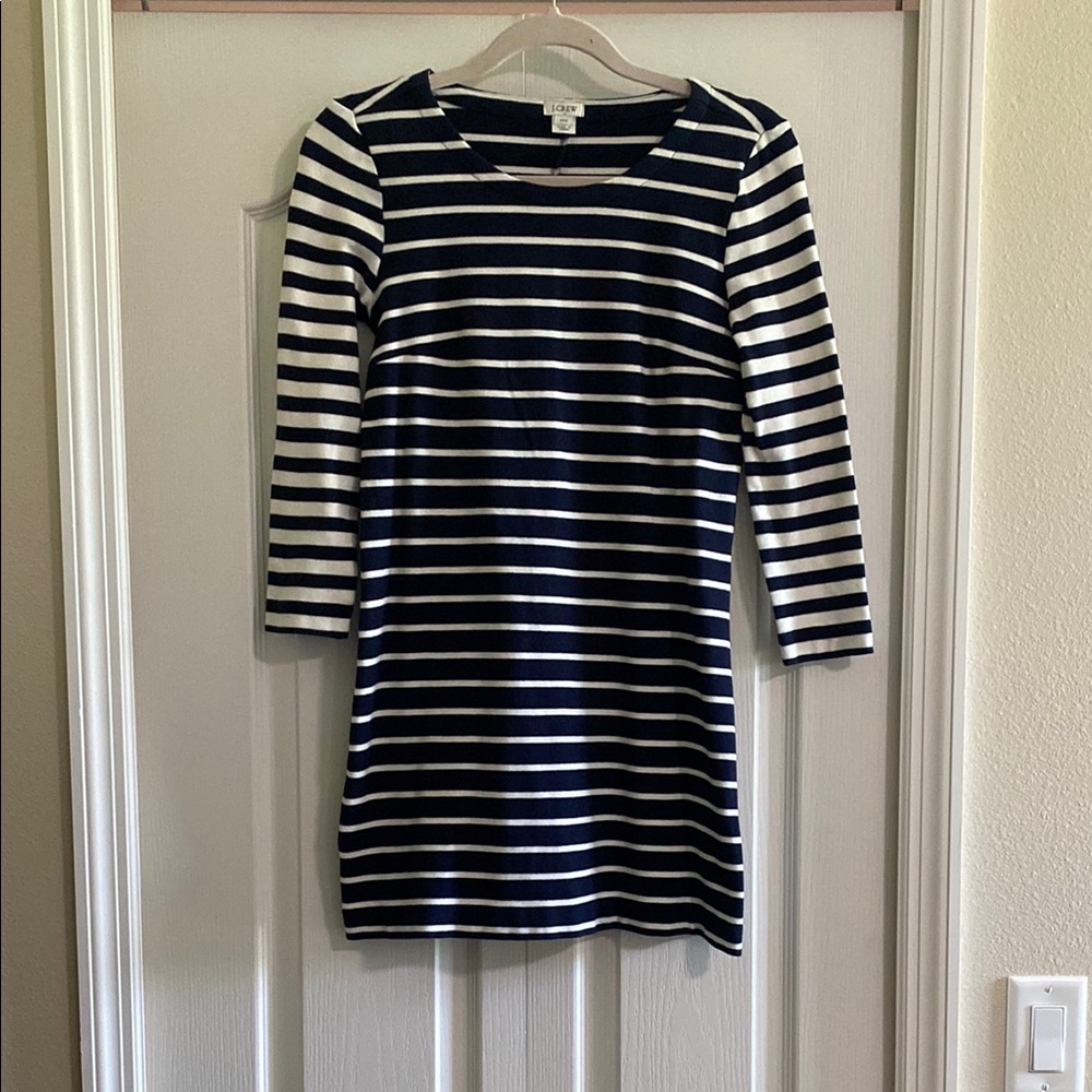 J. Crew Navy and Cream Striped Dress